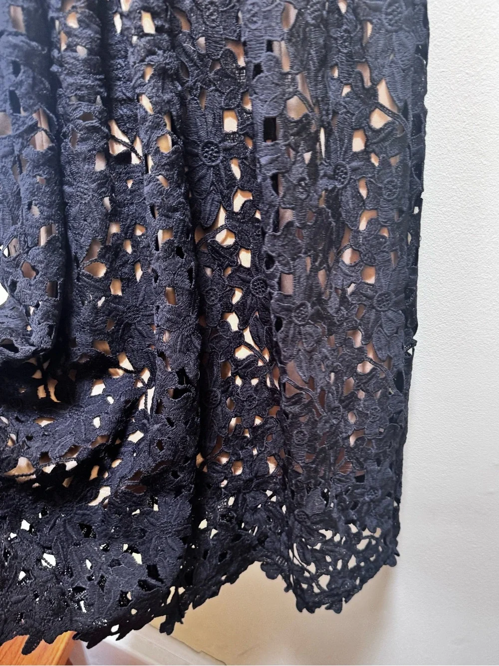 Sans Souci Floral Lace Overlay Midi Dress M Crochet Lined Black Party Wedding - Picture 6 of 16
